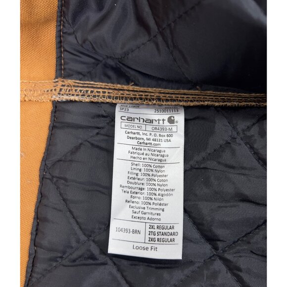 Carhartt Brown Duck Insulared Bib Overall  Men’s Sz. XXL 2XL New OR4393-M - Picture 7 of 10